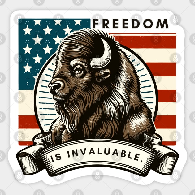 National Freedom Day Bison 2024 freedom is invaluable Sticker by chems eddine